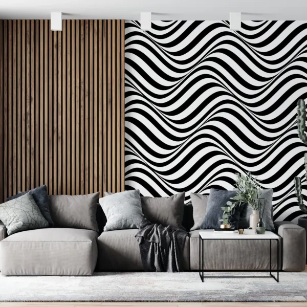 Black & White Hypnotic Wave Wallpaper - Modern Geometric Wall Mural - Bold Contemporary Mural for Home, Office - Striking 3D Effect Black & White Hypnotic Wave Wallpaper - Modern Geometric Wall Mural - Bold Contemporary Mural for Home, Office - Striking 3D Effect
