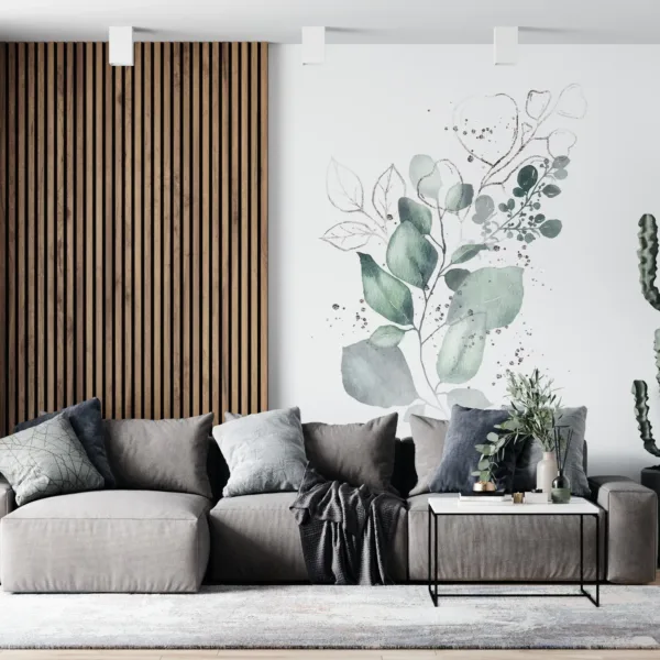 Delicate Botanical Wall Mural Wallpaper - Elegant Watercolor Leaves - Serene Nature Theme - Pink & Green Home Decor - Urban Jungle Delicate Botanical Wall Mural Wallpaper - Elegant Watercolor Leaves - Serene Nature Theme - Pink & Green Home Decor - Urban Jungle