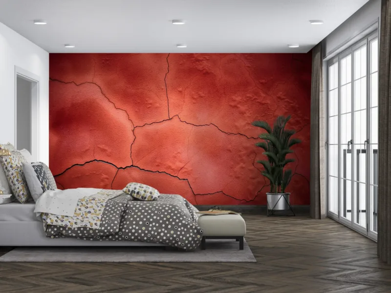 Red Cracked Wall Wallpaper - Industrial &Amp;Amp; Minimalist Mural - Photorealistic Art - Bedroom, Dining, Home Office, Entryway - Summer Decor Red Cracked Wall Wallpaper - Industrial & Minimalist Mural - Photorealistic Art - Bedroom, Dining, Home Office, Entryway - Summer Decor