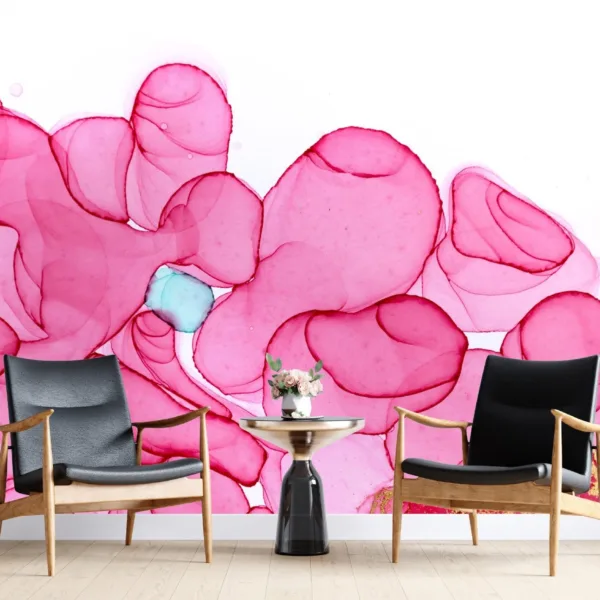 Watercolor Dream Wallpaper - Abstract & Modern Mural - Pink & Gold Accents - Bedroom & Living Room - Urban Art - Summer Decor Watercolor Dream Wallpaper - Abstract & Modern Mural - Pink & Gold Accents - Bedroom & Living Room - Urban Art - Summer Decor