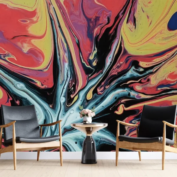 Abstract Colorful Paint Wallpaper - Blue, Green & Yellow - Bold & Vibrant Mural - Modern Wall Mural - Kids Room, Bedroom, Living Room Abstract Colorful Paint Wallpaper - Blue, Green & Yellow - Bold & Vibrant Mural - Modern Wall Mural - Kids Room, Bedroom, Living Room