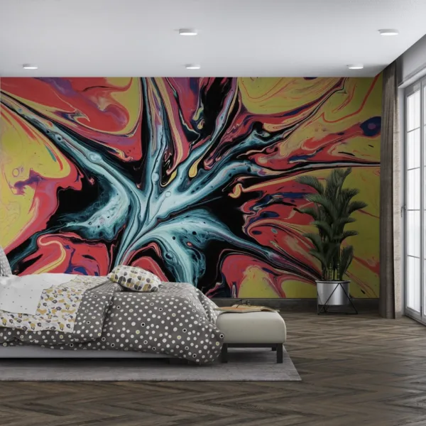 Abstract Colorful Paint Wallpaper - Blue, Green & Yellow - Bold & Vibrant Mural - Modern Wall Mural - Kids Room, Bedroom, Living Room Abstract Colorful Paint Wallpaper - Blue, Green & Yellow - Bold & Vibrant Mural - Modern Wall Mural - Kids Room, Bedroom, Living Room