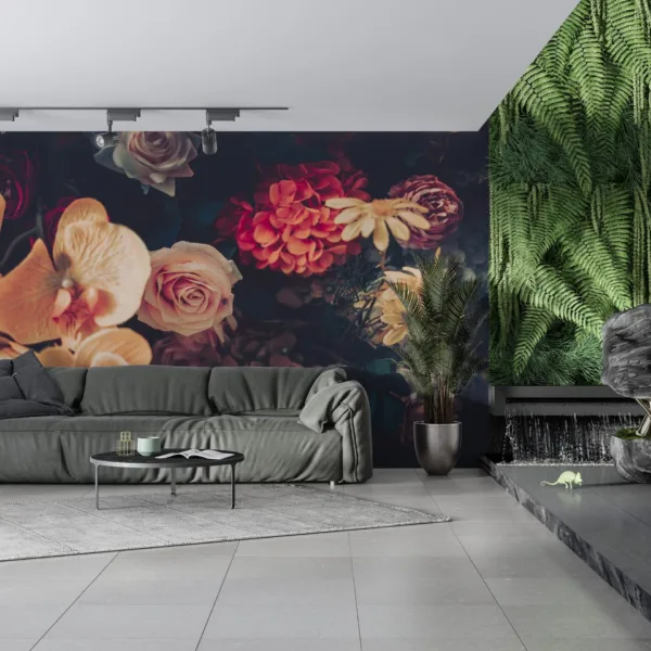 Modern Floral Arrangement Wallpaper - Elegant & Vibrant Wall Mural - Blue & Green Botanical Theme - Home Decor - Living Room & Bedroom Decor Modern Floral Arrangement Wallpaper - Elegant & Vibrant Wall Mural - Blue & Green Botanical Theme - Home Decor - Living Room & Bedroom Decor