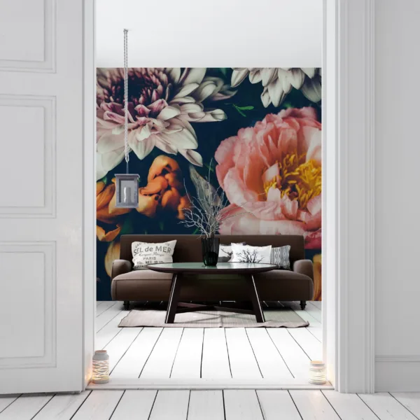 Blue & Yellow Vintage Floral Damask Wallpaper - Gray Accents - Elegant & Timeless Mural - Wall Mural - Bedroom, Living Room, Dining Room Decor Blue & Yellow Vintage Floral Damask Wallpaper - Gray Accents - Elegant & Timeless Mural - Wall Mural - Bedroom, Living Room, Dining Room Decor