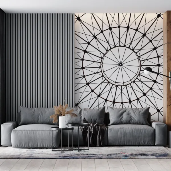 Modern Industrial Wallpaper - Black & White Striped Mural - Gold Accents - Living Room, Bedroom, Office Decor - Urban Loft Modern Industrial Wallpaper - Black & White Striped Mural - Gold Accents - Living Room, Bedroom, Office Decor - Urban Loft