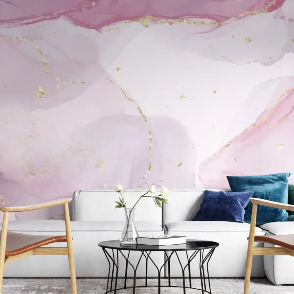 Pink Marble Wallpaper - Luxury Wall Murals - Bedroom, Living Room & Dining Room - Modern Art - Summer Decor Pink Marble Wallpaper - Luxury Wall Murals - Bedroom, Living Room & Dining Room - Modern Art - Summer Decor