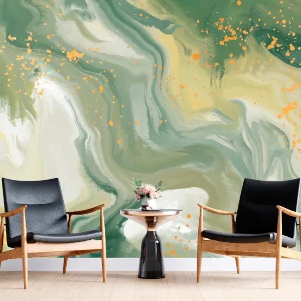 Green & Gold Marble Wallpaper - White Accents - Luxury Mural - Wall Mural - Home Decor, Office, Living Room Green & Gold Marble Wallpaper - White Accents - Luxury Mural - Wall Mural - Home Decor, Office, Living Room