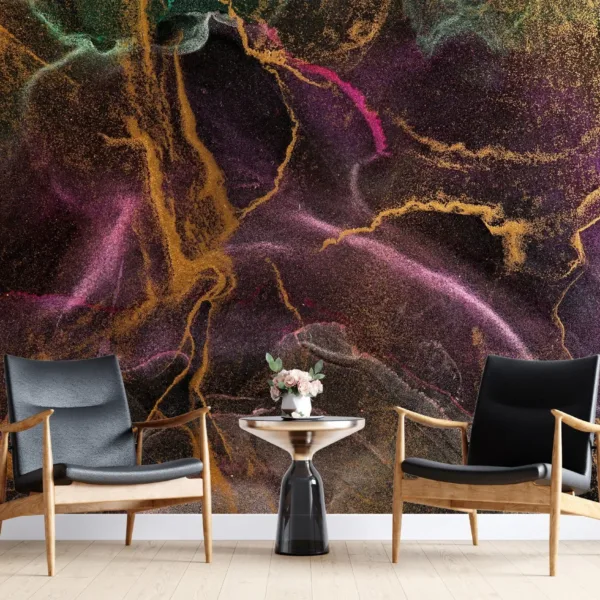 Abstract Marble Wallpaper - Black & Purple Mural - Elegant Luxury Home Decor - Modern Art - Home Office, Entryway - Summer Decor Abstract Marble Wallpaper - Black & Purple Mural - Elegant Luxury Home Decor - Modern Art - Home Office, Entryway - Summer Decor