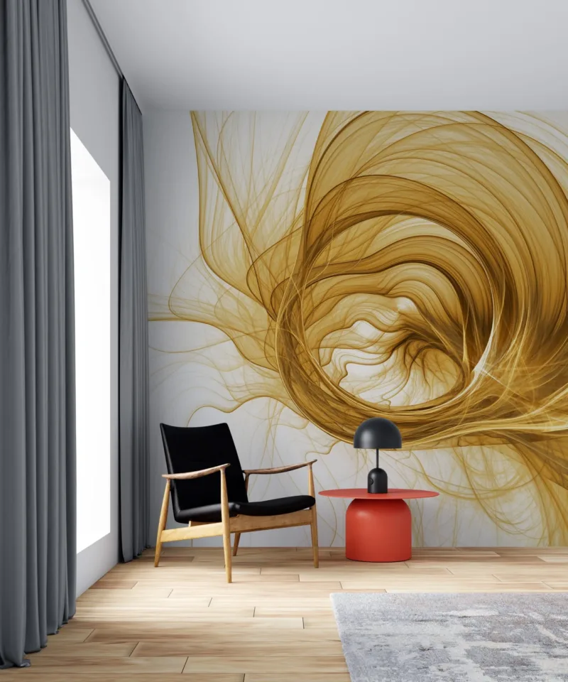 Golden Swirl Wallpaper - Abstract &Amp; Geometric Mural - Luxury Wall Mural - Home Decor, Living Room, Bedroom Golden Swirl Wallpaper - Abstract & Geometric Mural - Luxury Wall Mural - Home Decor, Living Room, Bedroom