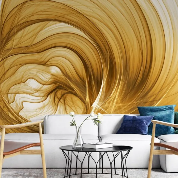 Golden Swirl Wallpaper - Abstract & Geometric Mural - Luxury Wall Mural - Home Decor, Living Room, Bedroom Golden Swirl Wallpaper - Abstract & Geometric Mural - Luxury Wall Mural - Home Decor, Living Room, Bedroom