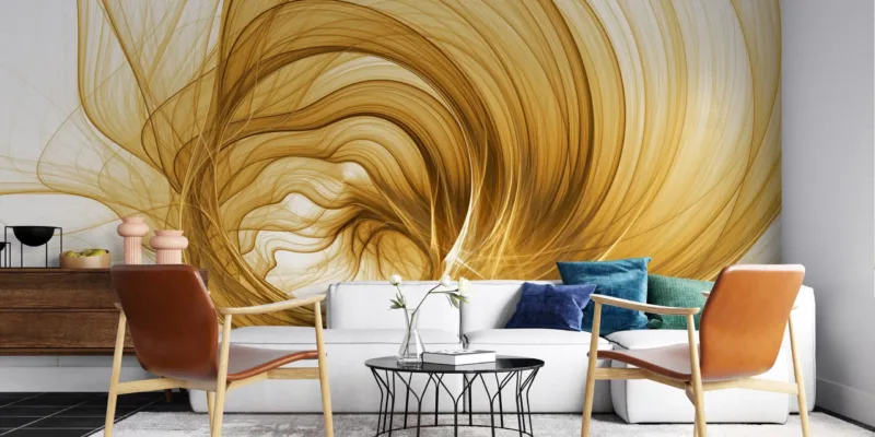 Golden Swirl Wallpaper - Abstract &Amp; Geometric Mural - Luxury Wall Mural - Home Decor, Living Room, Bedroom Golden Swirl Wallpaper - Abstract & Geometric Mural - Luxury Wall Mural - Home Decor, Living Room, Bedroom