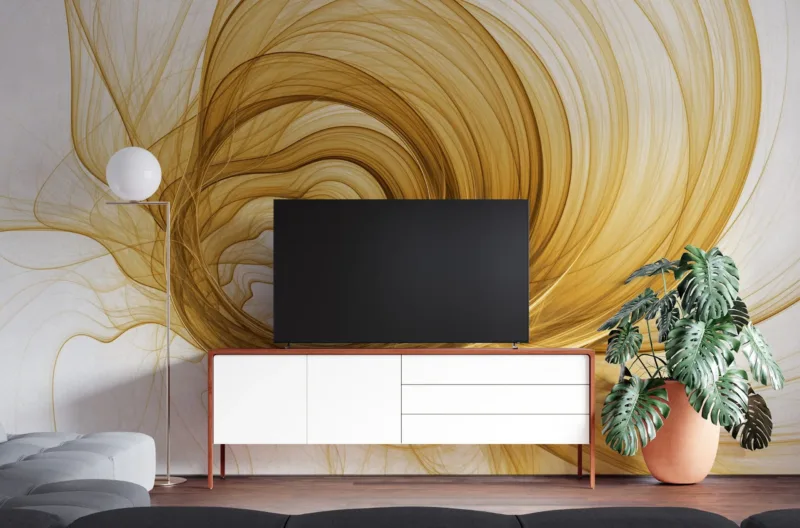Golden Swirl Wallpaper - Abstract &Amp; Geometric Mural - Luxury Wall Mural - Home Decor, Living Room, Bedroom Golden Swirl Wallpaper - Abstract & Geometric Mural - Luxury Wall Mural - Home Decor, Living Room, Bedroom