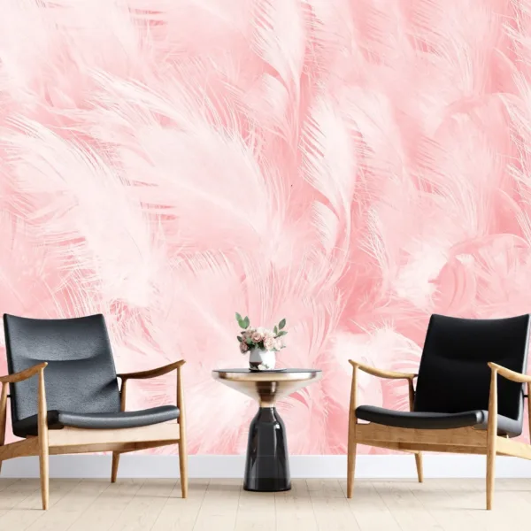 Pink Feather Wallpaper - Glamorous & Whimsical Wall Mural - Bedroom, Living Room, Office Decor - Feather Mural with Blue, Green & Orange Accents Pink Feather Wallpaper - Glamorous & Whimsical Wall Mural - Bedroom, Living Room, Office Decor - Feather Mural with Blue, Green & Orange Accents
