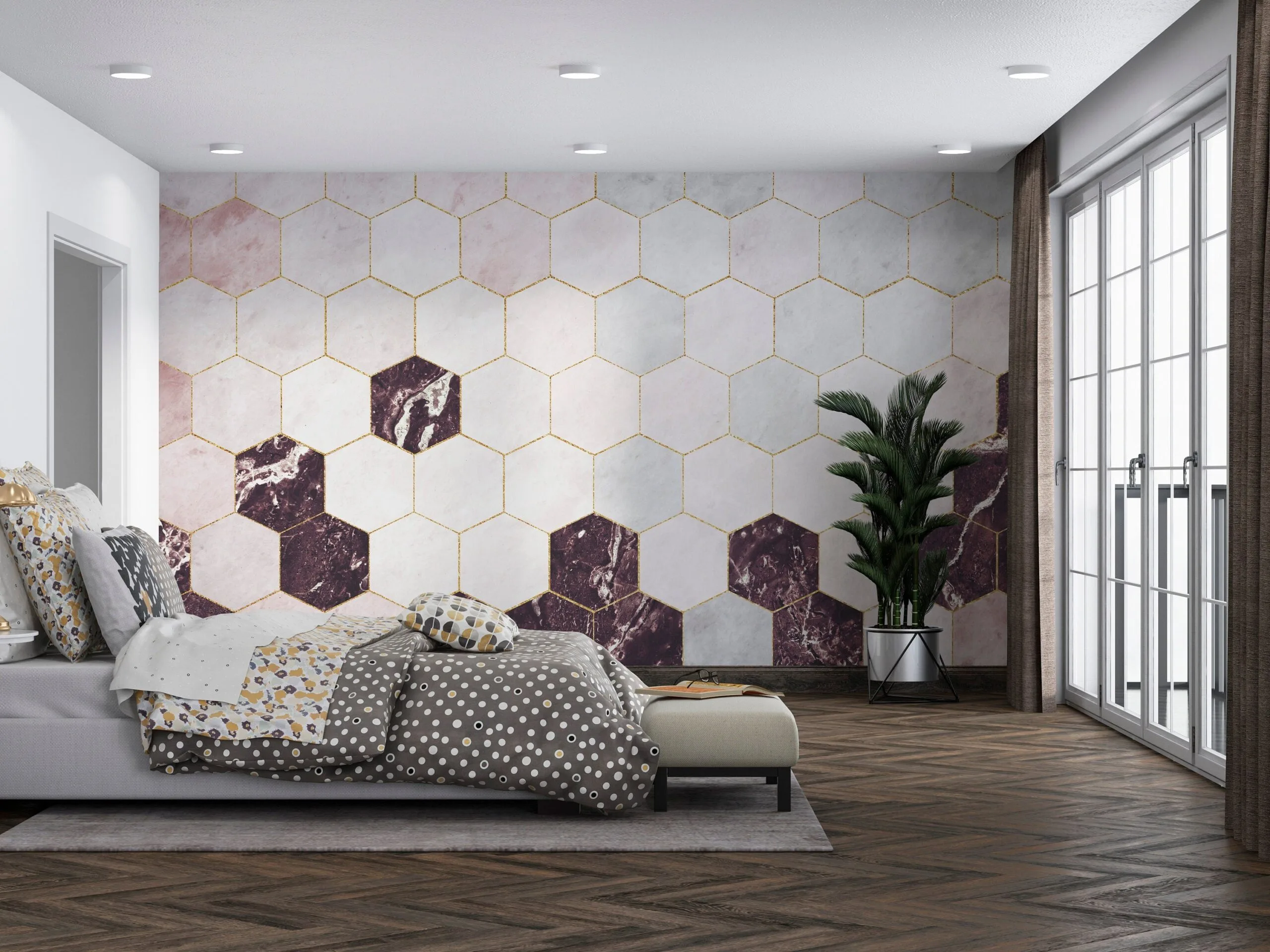 Hexagonal Marble Wallpaper - Geometric & Glamourous Mural - Luxury Home Decor - Modern Art - Dining, Home Office, Entryway - Summer Decor Hexagonal Marble Wallpaper - Geometric & Glamourous Mural - Luxury Home Decor - Modern Art - Dining, Home Office, Entryway - Summer Decor