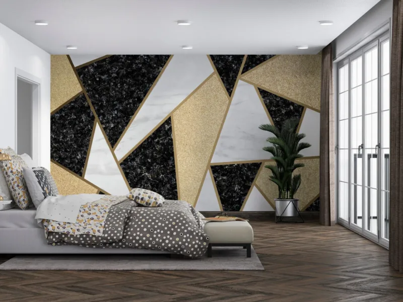 Geometric Marble Wallpaper - Black &Amp;Amp; White With Gold Accents - Eye-Catching &Amp;Amp; Sophisticated - Luxury Home Decor - Modern Art - Summer Decor Geometric Marble Wallpaper - Black & White with Gold Accents - Eye-Catching & Sophisticated - Luxury Home Decor - Modern Art - Summer Decor