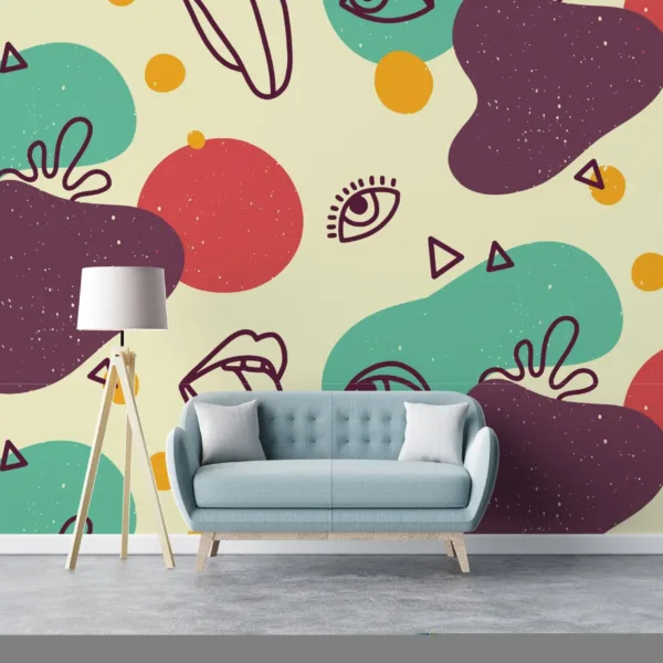 Playful Eyes & Lips Wallpaper - Colorful Kids Room Wall Mural - Hand-Drawn Mural - Nursery Decor - Unique & Fun Wall Art - Perfect for Boys & Girls Playful Eyes & Lips Wallpaper - Colorful Kids Room Wall Mural - Hand-Drawn Mural - Nursery Decor - Unique & Fun Wall Art - Perfect for Boys & Girls