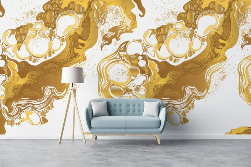 Golden Textures Wallpaper - Black & White Marble - Glamourous & Modern - Luxury Home Decor - Bedroom, Dining & Living Room - Summer Decor