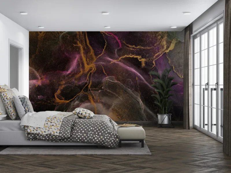 Abstract Marble Wallpaper - Black &Amp;Amp; Purple Mural - Elegant Luxury Home Decor - Modern Art - Home Office, Entryway - Summer Decor Abstract Marble Wallpaper - Black & Purple Mural - Elegant Luxury Home Decor - Modern Art - Home Office, Entryway - Summer Decor