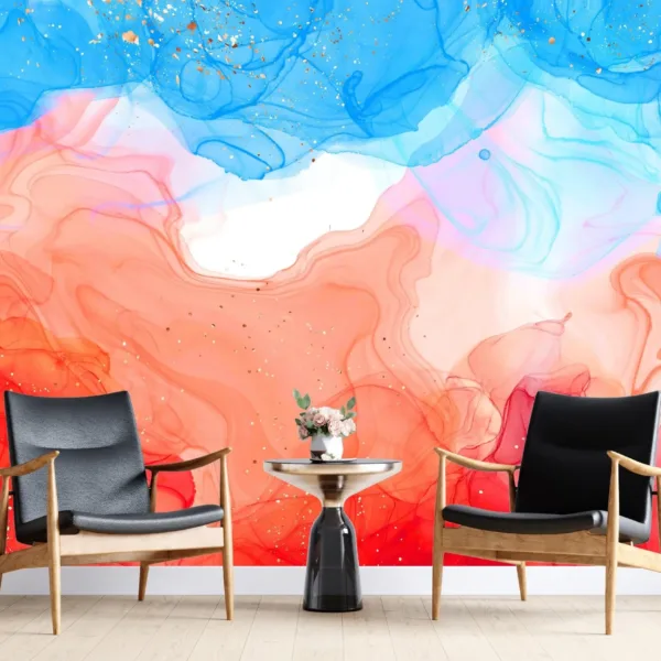Vibrant Abstract Watercolor Wallpaper - Contemporary Fluid Mural in Bold Colors - Unique Wall Mural for Living Room, Bedroom, or Home Office Vibrant Abstract Watercolor Wallpaper - Contemporary Fluid Mural in Bold Colors - Unique Wall Mural for Living Room, Bedroom, or Home Office