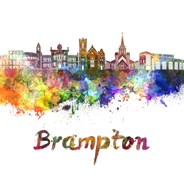 Vibrant Brampton Skyline Wallpaper Mural - Abstract Watercolor Cityscape - Modern Urban Wall Art for Home or Office Vibrant Brampton Skyline Wallpaper Mural - Abstract Watercolor Cityscape - Modern Urban Wall Art for Home or Office