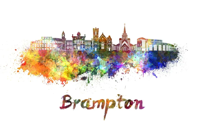 Vibrant Brampton Skyline Wallpaper Mural - Abstract Watercolor Cityscape - Modern Urban Wall Art For Home Or Office Vibrant Brampton Skyline Wallpaper Mural - Abstract Watercolor Cityscape - Modern Urban Wall Art for Home or Office