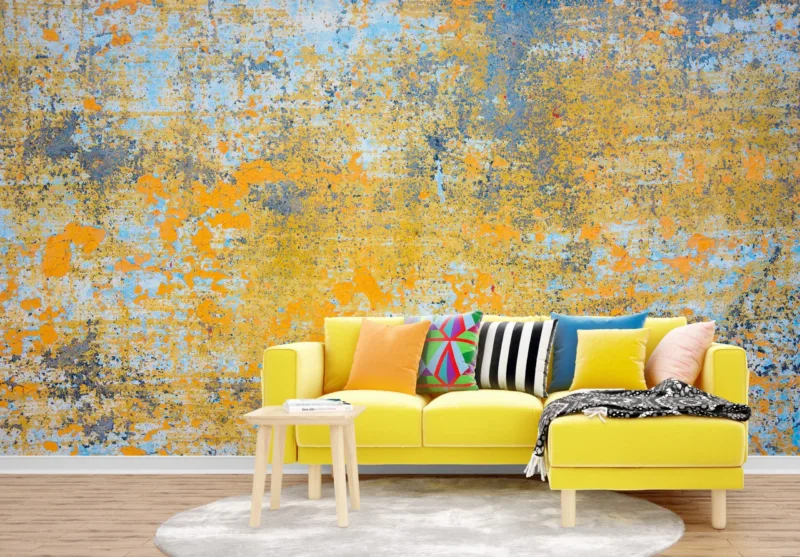 Blue &Amp;Amp; Gold Grunge Wall Mural - Distressed Urban Wallpaper - Bold Home Office &Amp;Amp; Entryway - Textured Wallpaper Blue & Gold Grunge Wall Mural - Distressed Urban Wallpaper - Bold Home Office & Entryway - Textured Wallpaper