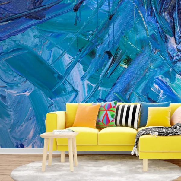 Blue Abstract Art Wallpaper - Green, Orange & Pink Accents - Bold & Vibrant Mural - Modern Wall Mural - Living Room, Bedroom, Dining Room Decor Blue Abstract Art Wallpaper - Green, Orange & Pink Accents - Bold & Vibrant Mural - Modern Wall Mural - Living Room, Bedroom, Dining Room Decor