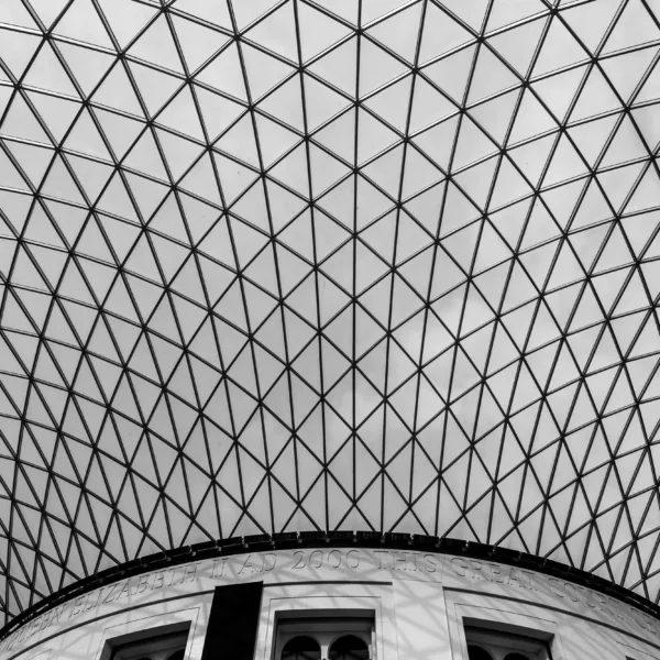 Green, Blue & White Geometric Glass Ceiling Wallpaper - Modern Architecture Mural - Industrial Office Decor - 3D Wall Mural