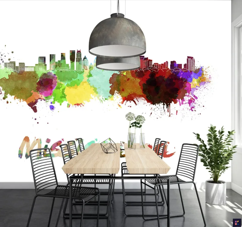Mississauga Skyline Wallpaper - Abstract &Amp; Colorful Mural - Modern Art - Urban - Bedroom, Dining, Home Office, Entryway - Summer Decor Mississauga Skyline Wallpaper - Abstract & Colorful Mural - Modern Art - Urban - Bedroom, Dining, Home Office, Entryway - Summer Decor