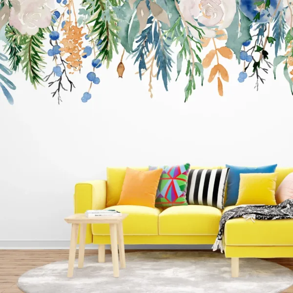Watercolor Floral Garland Wallpaper - Calming & Peaceful Mural - Pastel - Bedroom, Dining, Home Office, Entryway - Summer Decor Watercolor Floral Garland Wallpaper - Calming & Peaceful Mural - Pastel - Bedroom, Dining, Home Office, Entryway - Summer Decor