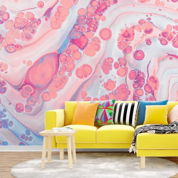 Pink Dream Wallpaper - Abstract & Fluid Mural - Contemporary & Modern - Marble Accents - Bedroom, Dining, Home Office, Entryway - Summer Decor Pink Dream Wallpaper - Abstract & Fluid Mural - Contemporary & Modern - Marble Accents - Bedroom, Dining, Home Office, Entryway - Summer Decor