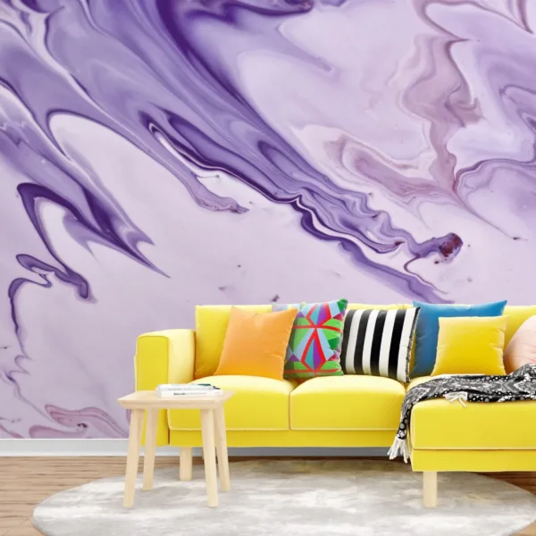 Purple Dream Wallpaper - Dark Blue, Light Gray, White & Yellow - Abstract Marble Mural - Modern Wall Mural - Living Room, Bedroom Decor Purple Dream Wallpaper - Dark Blue, Light Gray, White & Yellow - Abstract Marble Mural - Modern Wall Mural - Living Room, Bedroom Decor