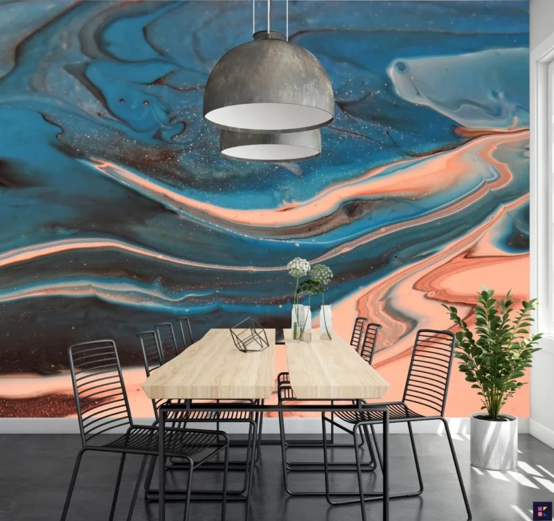 Modern Abstract Art Wallpaper - Blue, Green, Purple & Yellow - Colorful & Geometric Mural - Wall Mural - Living Room, Bedroom, Entryway