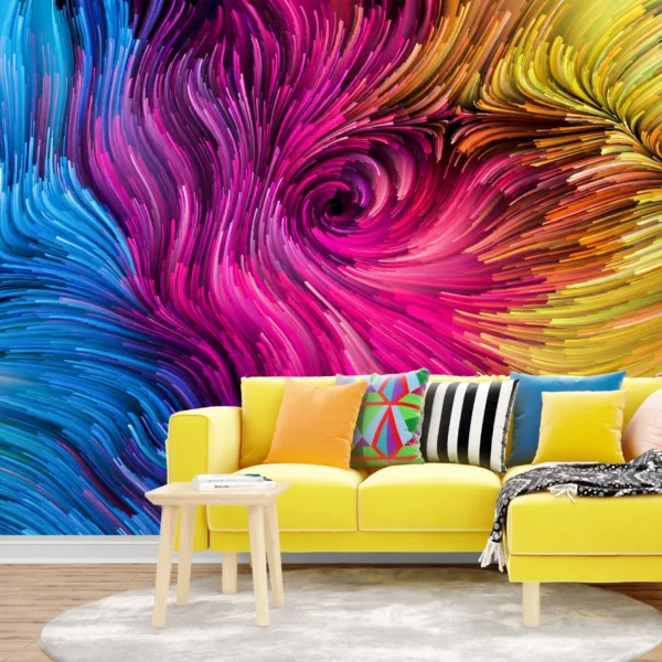 Rainbow Swirl Wallpaper - Abstract & Colorful Mural - 3D Effect - Modern & Energetic - Bedroom, Dining, Home Office, Entryway - Summer Decor Rainbow Swirl Wallpaper - Abstract & Colorful Mural - 3D Effect - Modern & Energetic - Bedroom, Dining, Home Office, Entryway - Summer Decor