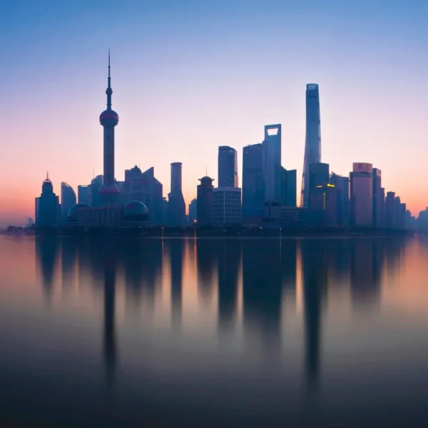 Shanghai Skyline Wallpaper - 3D Mural - Modern Cityscape - Sunset View - Entryway - Summer Decor Shanghai Skyline Wallpaper - 3D Mural - Modern Cityscape - Sunset View - Entryway - Summer Decor