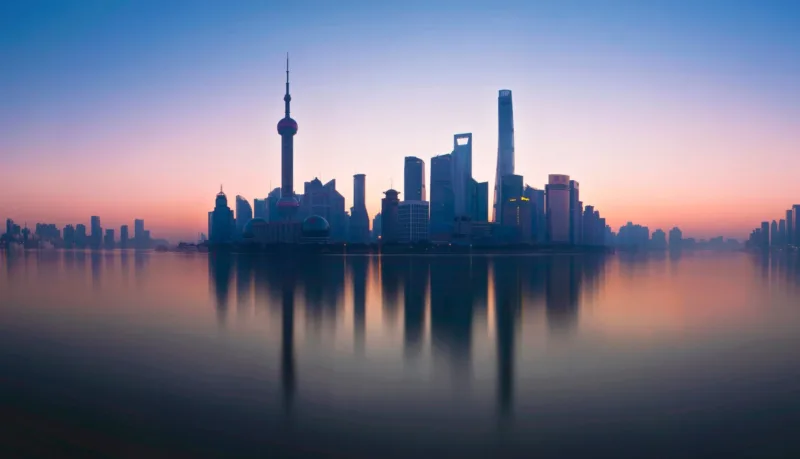 Shanghai Skyline Wallpaper - 3D Mural - Modern Cityscape - Sunset View - Entryway - Summer Decor Shanghai Skyline Wallpaper - 3D Mural - Modern Cityscape - Sunset View - Entryway - Summer Decor