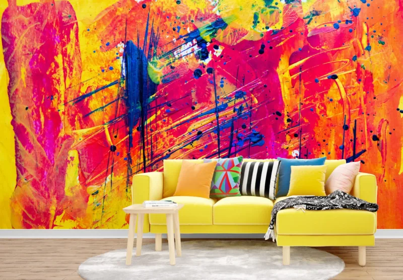 Abstract Art Wallpaper - Colorful &Amp;Amp; Vibrant Mural - Contemporary &Amp;Amp; Modern - Living Room - Summer Decor Abstract Art Wallpaper - Colorful & Vibrant Mural - Contemporary & Modern - Living Room - Summer Decor