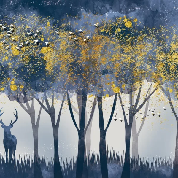 Enchanted Forest Wallpaper - Blue & Gold Kids Room Wall Mural - Whimsical Nature Theme - Trees & Animals - Young Boys Bedroom Decor Enchanted Forest Wallpaper - Blue & Gold Kids Room Wall Mural - Whimsical Nature Theme - Trees & Animals - Young Boys Bedroom Decor