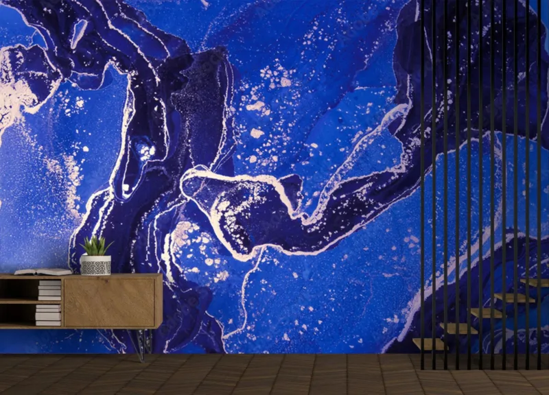 Blue Marble Wallpaper - Luxury Home Decor - Modern Art - Bedroom, Dining, Home Office, Entryway - Summer Decor