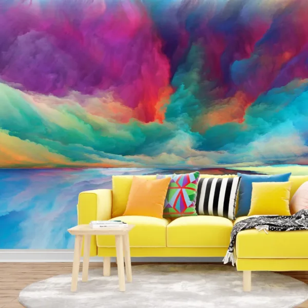 Dreamy Sunset Wallpaper Mural - Colorful Abstract Art - Vibrant Cloudscape - Blue, Green, Orange, Red, Yellow - Home Decor, Living Room, Bedroom Dreamy Sunset Wallpaper Mural - Colorful Abstract Art - Vibrant Cloudscape - Blue, Green, Orange, Red, Yellow - Home Decor, Living Room, Bedroom