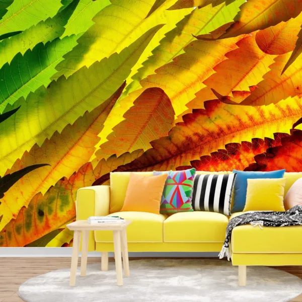 Vibrant Autumn Leaves Wallpaper - 3D Forest Wall Mural - Orange & Yellow Wallpaper for Cozy Maximalist & Nature Spaces Vibrant Autumn Leaves Wallpaper - 3D Forest Wall Mural - Orange & Yellow Wallpaper for Cozy Maximalist & Nature Spaces