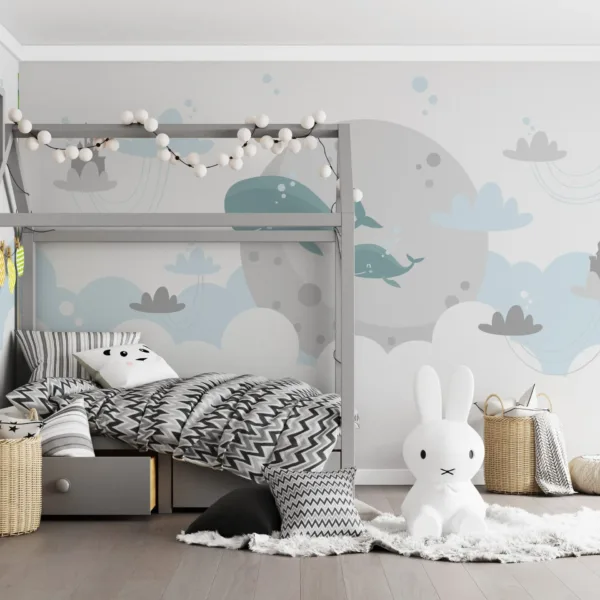 Under the Sea Wallpaper - Blue, Green, Pink, Purple & Yellow - Whale & Calf Mural - Pastel - Nursery & Kids Room Decor - Whimsical Wall Mural Under the Sea Wallpaper - Blue, Green, Pink, Purple & Yellow - Whale & Calf Mural - Pastel - Nursery & Kids Room Decor - Whimsical Wall Mural