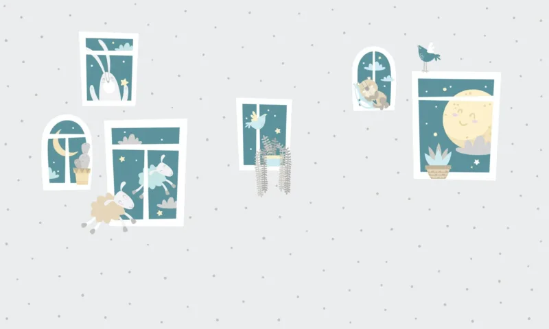 Whimsical Animal Windows Wallpaper - Colorful &Amp; Playful Mural - Kids Room - Playroom Decor - Bedroom Decor Trends - Summer Decor Whimsical Animal Windows Wallpaper - Colorful & Playful Mural - Kids Room - Playroom Decor - Bedroom Decor Trends - Summer Decor