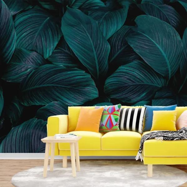 Black & White Tropical Leaves Wallpaper - Dark & Dramatic Nature Mural - Exotic Home Decor - Living Room, Bedroom, Bathroom Black & White Tropical Leaves Wallpaper - Dark & Dramatic Nature Mural - Exotic Home Decor - Living Room, Bedroom, Bathroom