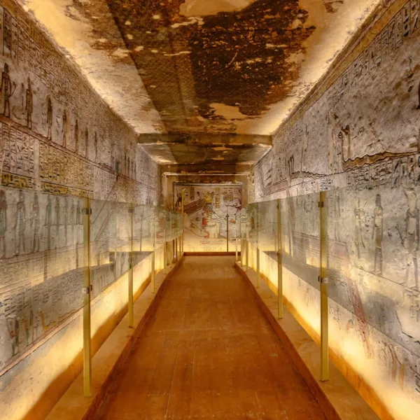 Egyptian Pharaoh's Tomb Wallpaper - Black & White Mural - Ancient History Wall Mural - Living Room, Bedroom, Office Decor