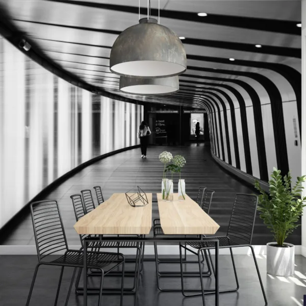 Urban Subway Tunnel Wallpaper - Industrial Wall Mural - Modern Home Office & Entryway - Black & White Wallpaper Urban Subway Tunnel Wallpaper - Industrial Wall Mural - Modern Home Office & Entryway - Black & White Wallpaper
