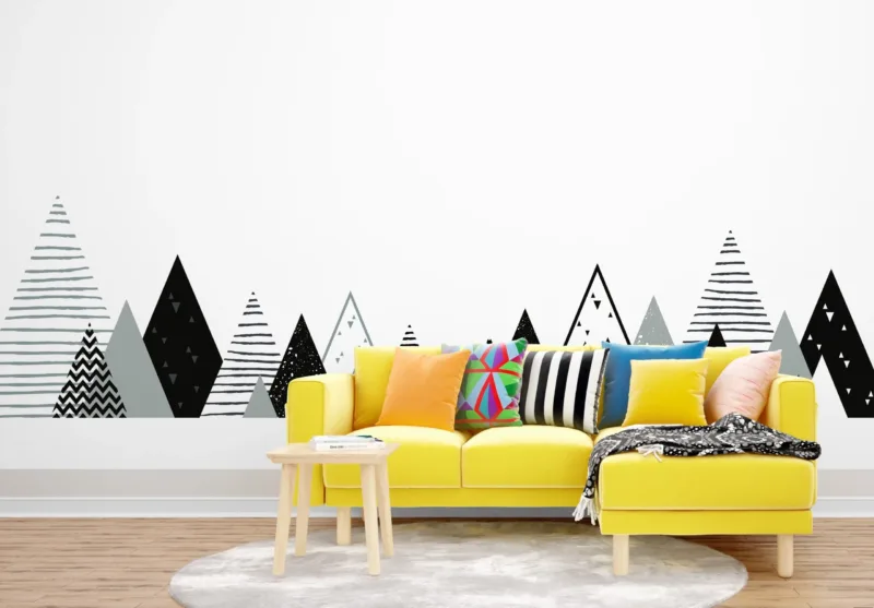 Geometric Mountain Wall Decals Wallpaper - Modern Kids Room Decor - Blue &Amp;Amp; Pink Bedroom - Playful Home Inspo - Art &Amp;Amp; Decor Geometric Mountain Wall Decals Wallpaper - Modern Kids Room Decor - Blue & Pink Bedroom - Playful Home Inspo - Art & Decor
