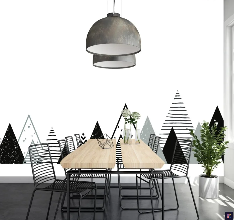 Geometric Mountain Wall Decals Wallpaper - Modern Kids Room Decor - Blue & Pink Bedroom - Playful Home Inspo - Art & Decor