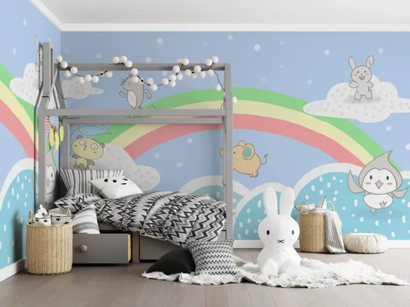 Whimsical Woodland Wallpaper - Cute Animal & Pastel Mural - Kids Room - Nursery Decor - Bedroom Decor Trends - Summer Decor