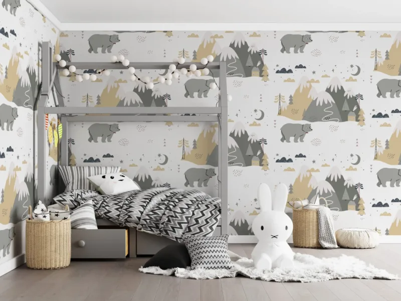 Woodland Nursery Wallpaper - Gender Neutral Mural - Mountain &Amp; Tree Motifs - Kids Room - Playroom Decor - Bedroom Decor Trends - Summer Decor Woodland Nursery Wallpaper - Gender Neutral Mural - Mountain & Tree Motifs - Kids Room - Playroom Decor - Bedroom Decor Trends - Summer Decor